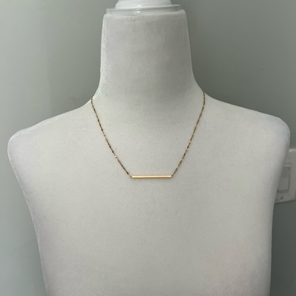 14K Yellow Gold Square Bar Necklace - Picture 2 of 6